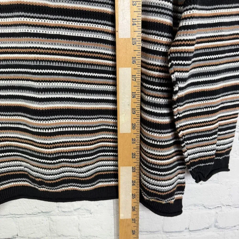 Jones New York Sweater Top Women Large Striped Knit Crochet Ballon Sleeve Y2K - Picture 4 of 8
